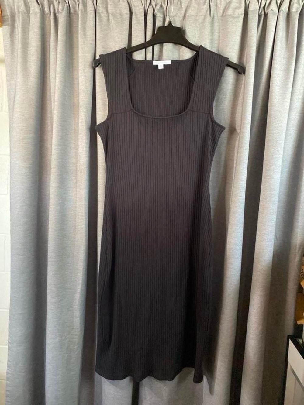 Threads 4 Thought Black Ribbed Scoop Neck Midi Dress